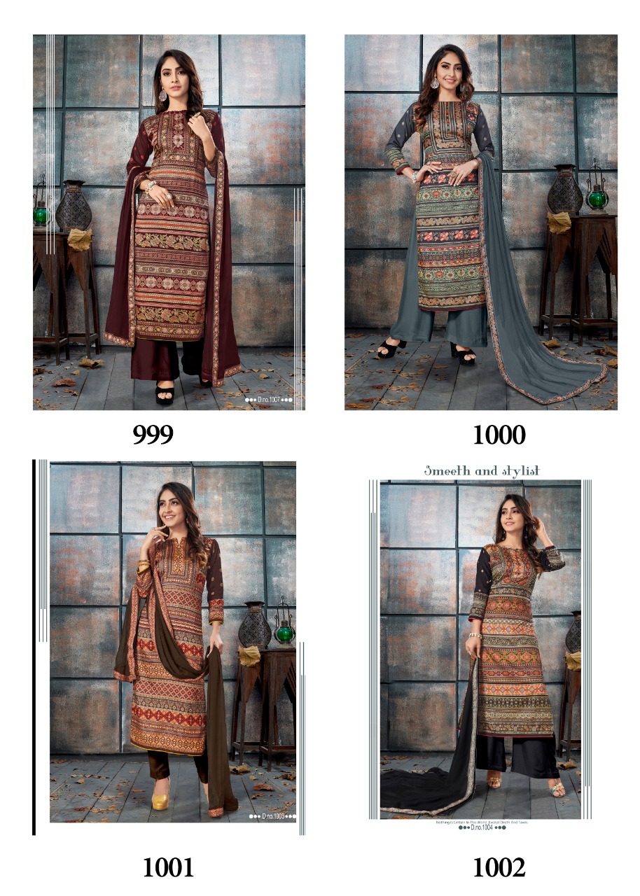 bipson elegance 999 1002 silk  authentic fabric  salwar suit catalog