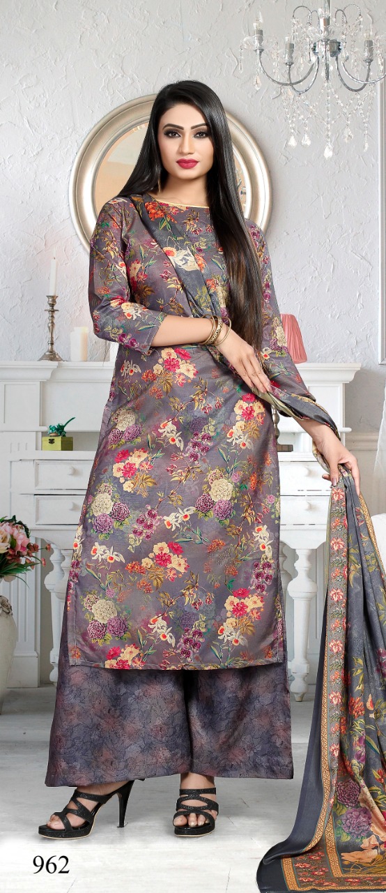 Bipson pakiza silk print designed Salwar suits catalog