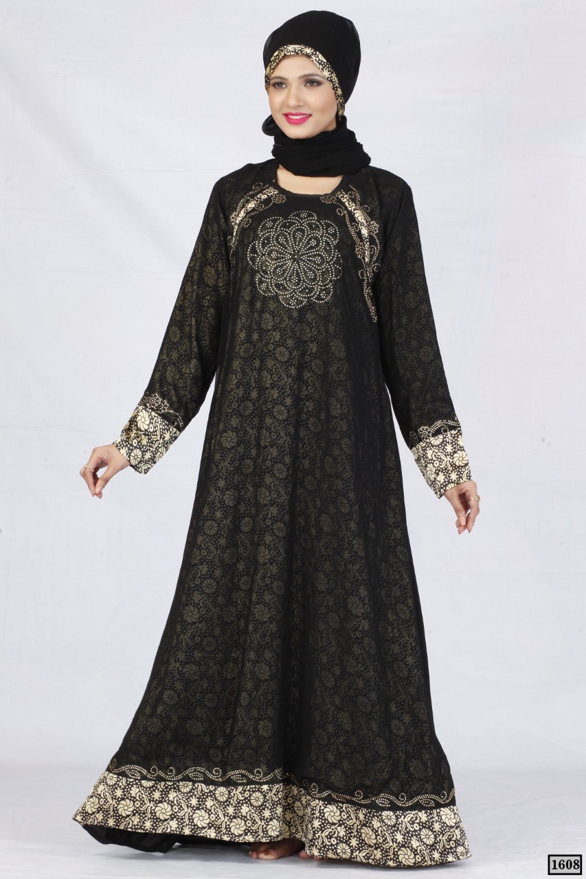 erra designer abaya d no1608 lycra catchy look burkha singal