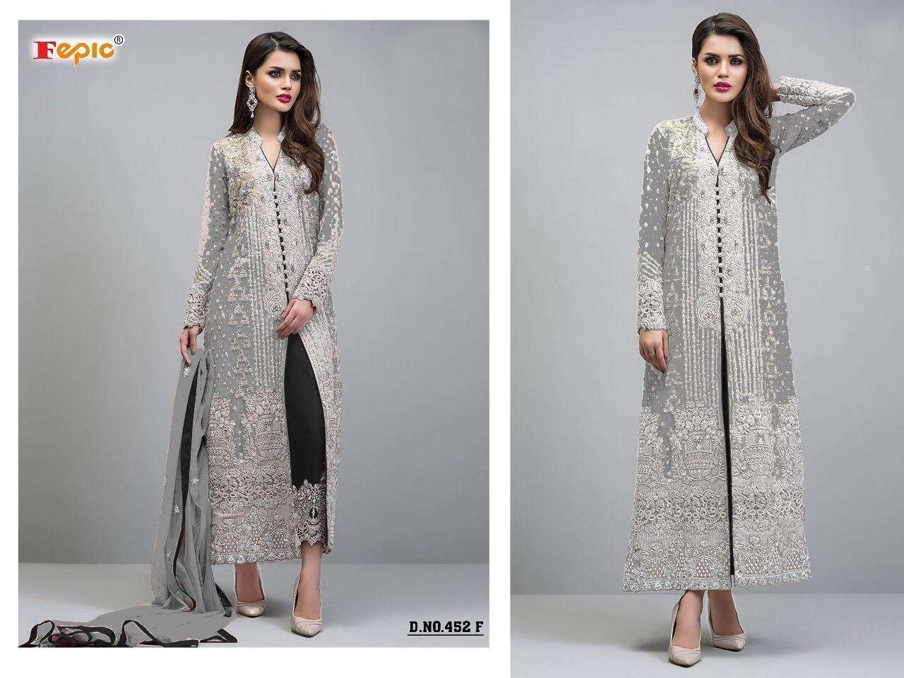 fepic d no 452 f grey georgette attractive work salwar suit