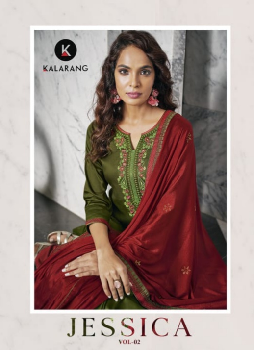 kalarang jessica vol 2 jam silk cotton attractive Embroidery salwar suit catalog