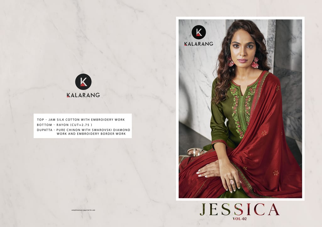 kalarang jessica vol 2 jam silk cotton attractive Embroidery salwar suit catalog