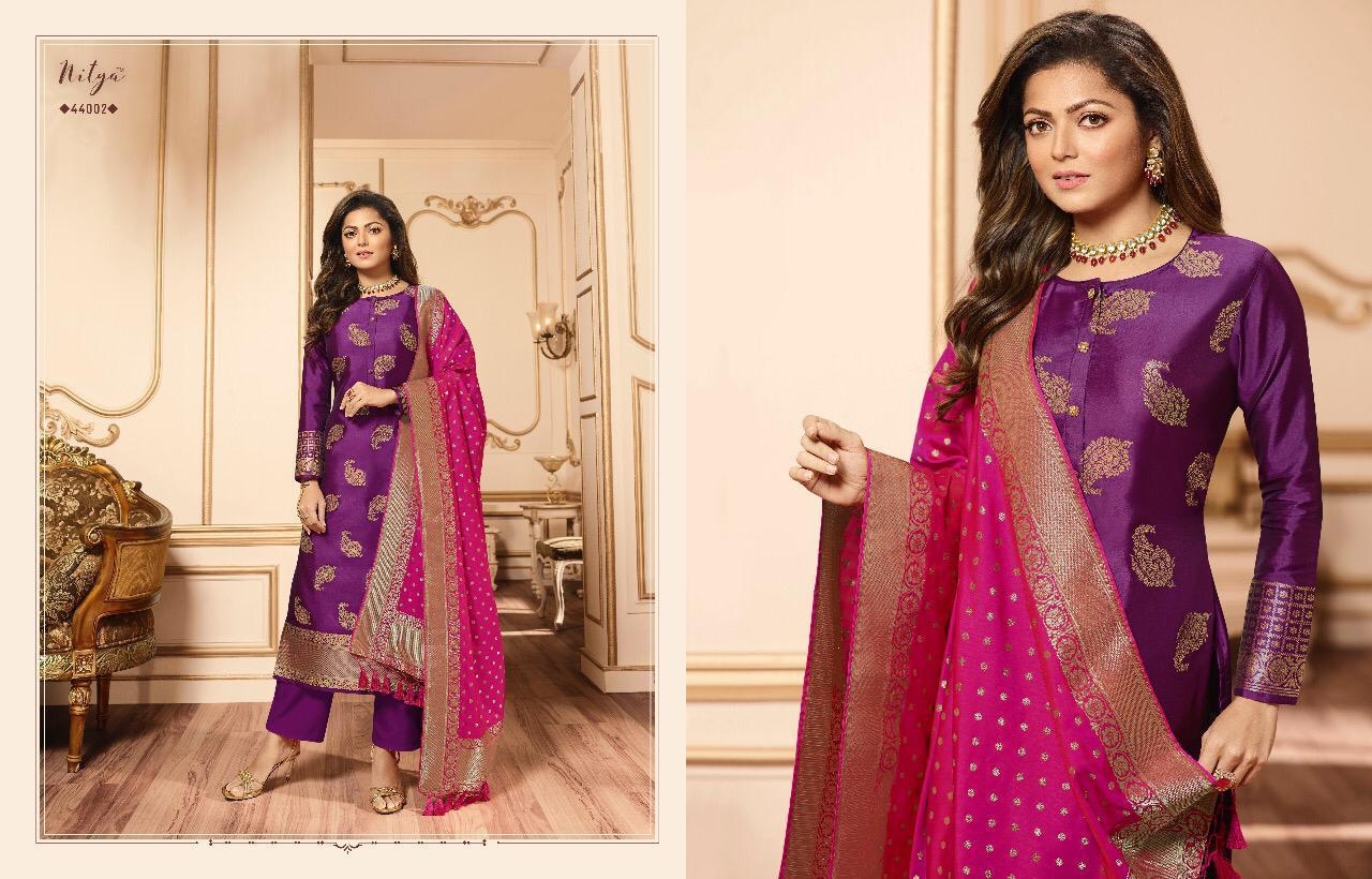 l t fashion nitya VOL 144  silk jacquard fency look salwar suit catalog