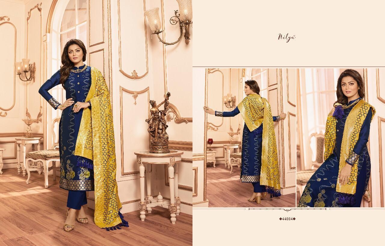 l t fashion nitya VOL 144  silk jacquard fency look salwar suit catalog