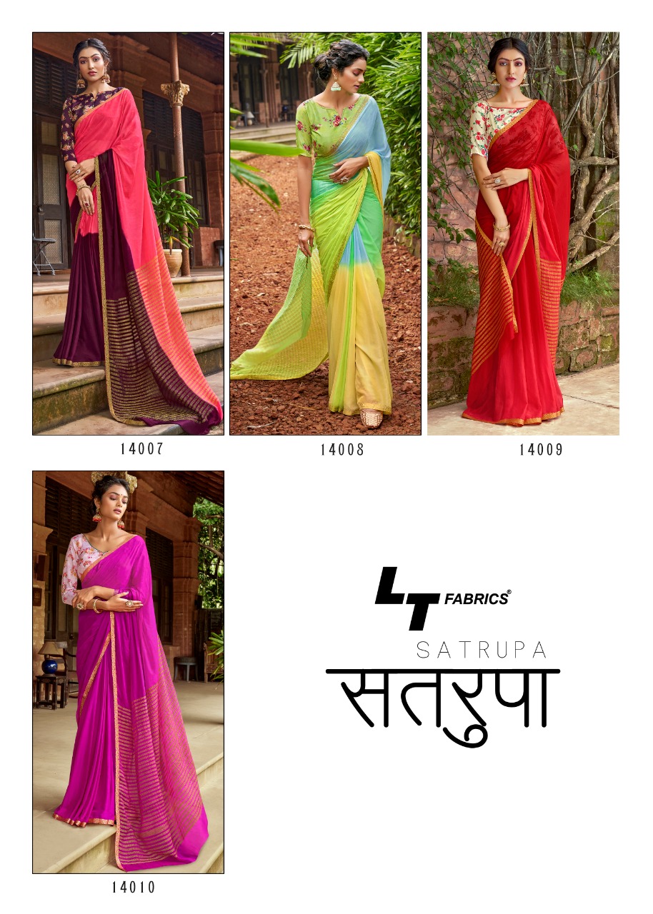 L t fashion satrupa chiffon attractiv with blouse saree catalog