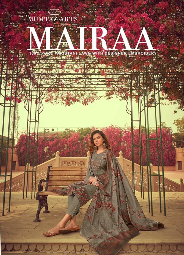 Mumtaz arts mairaa designer embroidery karachi suits dress Material collection wholsaler