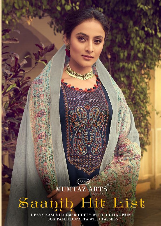 Mumtaz arts saanjh hit list  embroidered Karachi dress Material at best rates online