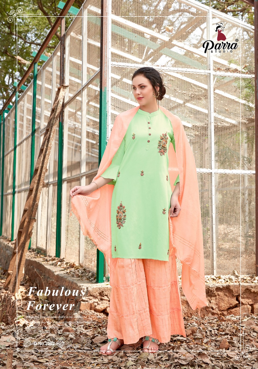 parra studio shehnaz viscos regal look kurti with sarara catalog