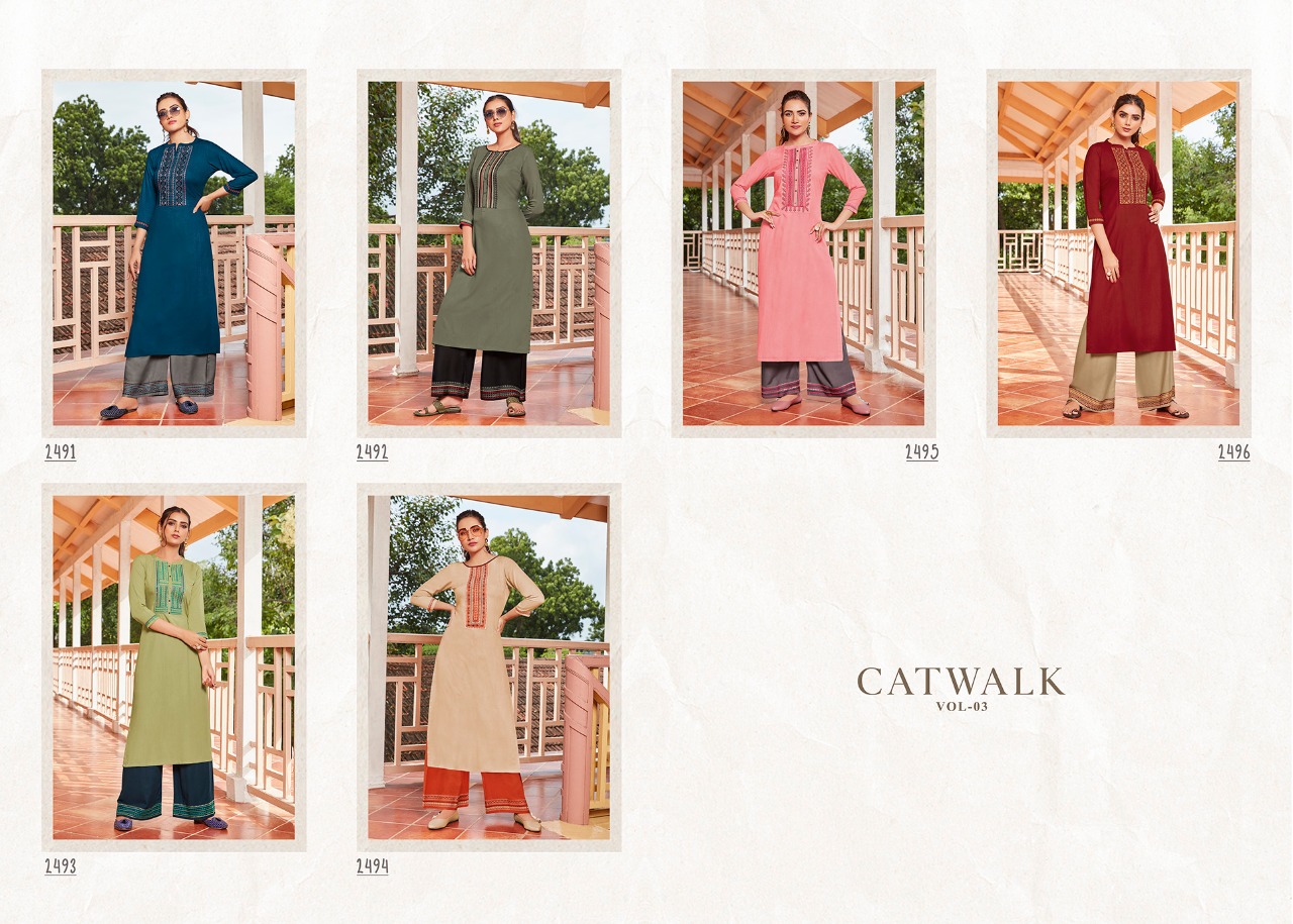 Rangoon (Kessi Fabrics Pvt. Ltd.) catwalk vol 3 rayon catchy look kurti with plazzo catalog