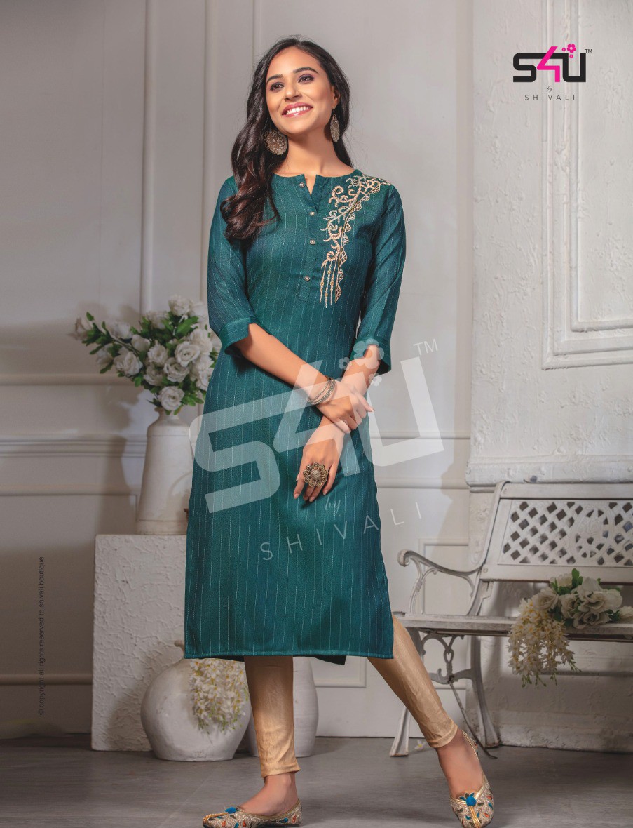 S4u by shivali cotton candy vol 7 embroidered  kurties collection