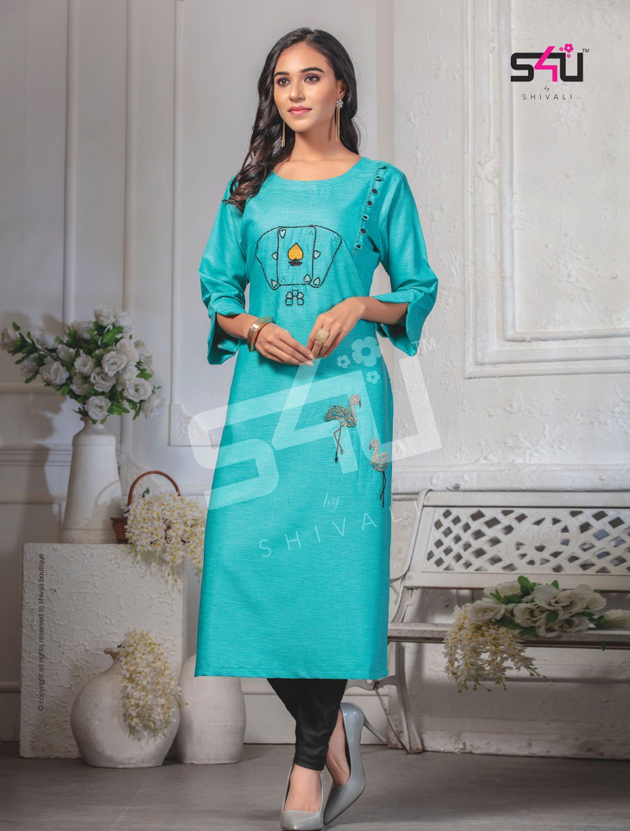 S4u by shivali cotton candy vol 7 embroidered  kurties collection