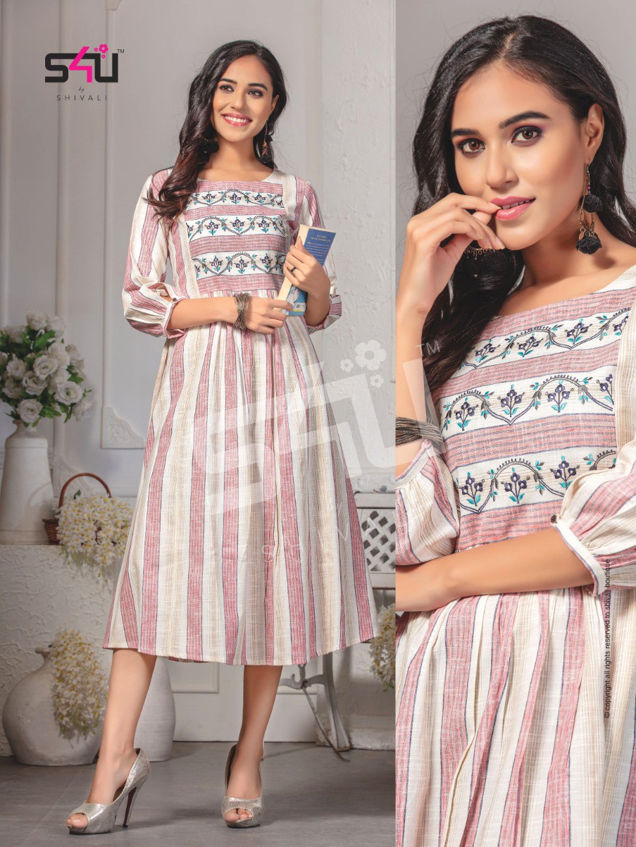 S4u by shivali cotton candy vol 7 embroidered  kurties collection