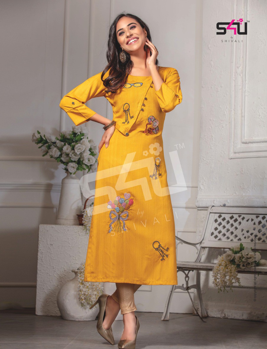 S4u by shivali cotton candy vol 7 embroidered  kurties collection