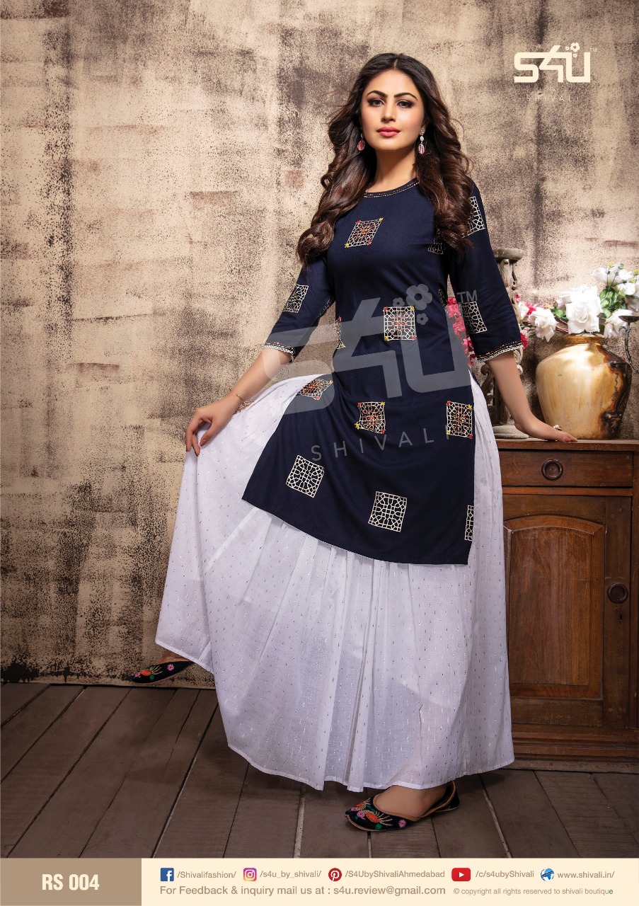 S4u by shivali retro skirts  Lucknowi embroidered attractive look  kurti with skitrs catalog