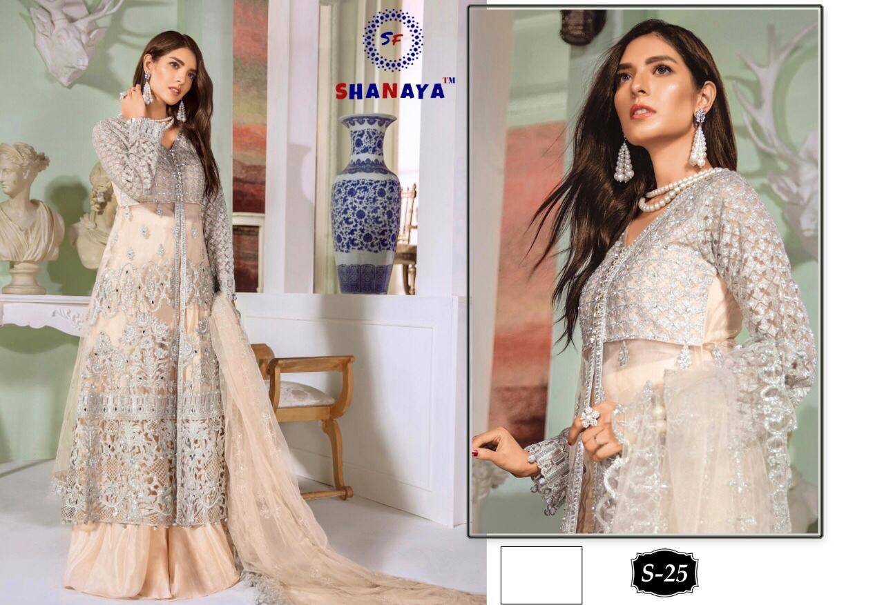 shanaya s 25 cream georgette catchy look salwar suit singale