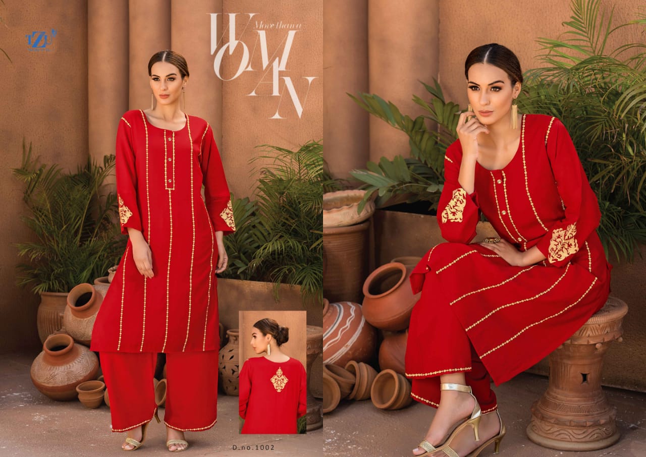 tzu life style zariya  embrodery kurti with bottom catalog