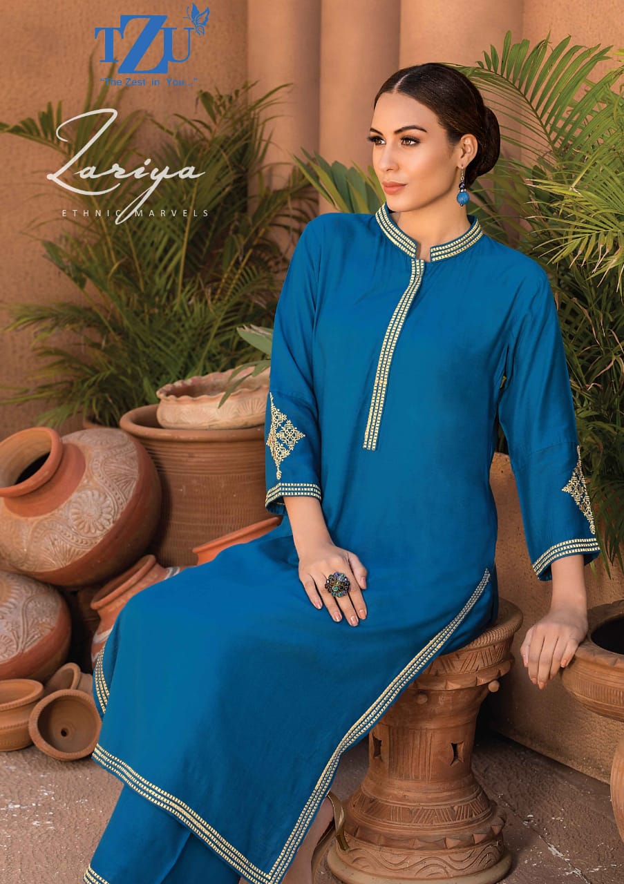 tzu life style zariya  embrodery kurti with bottom catalog