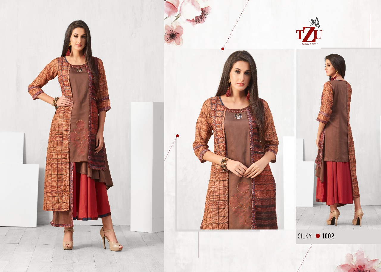 tzu silky attractive look kurti catalog