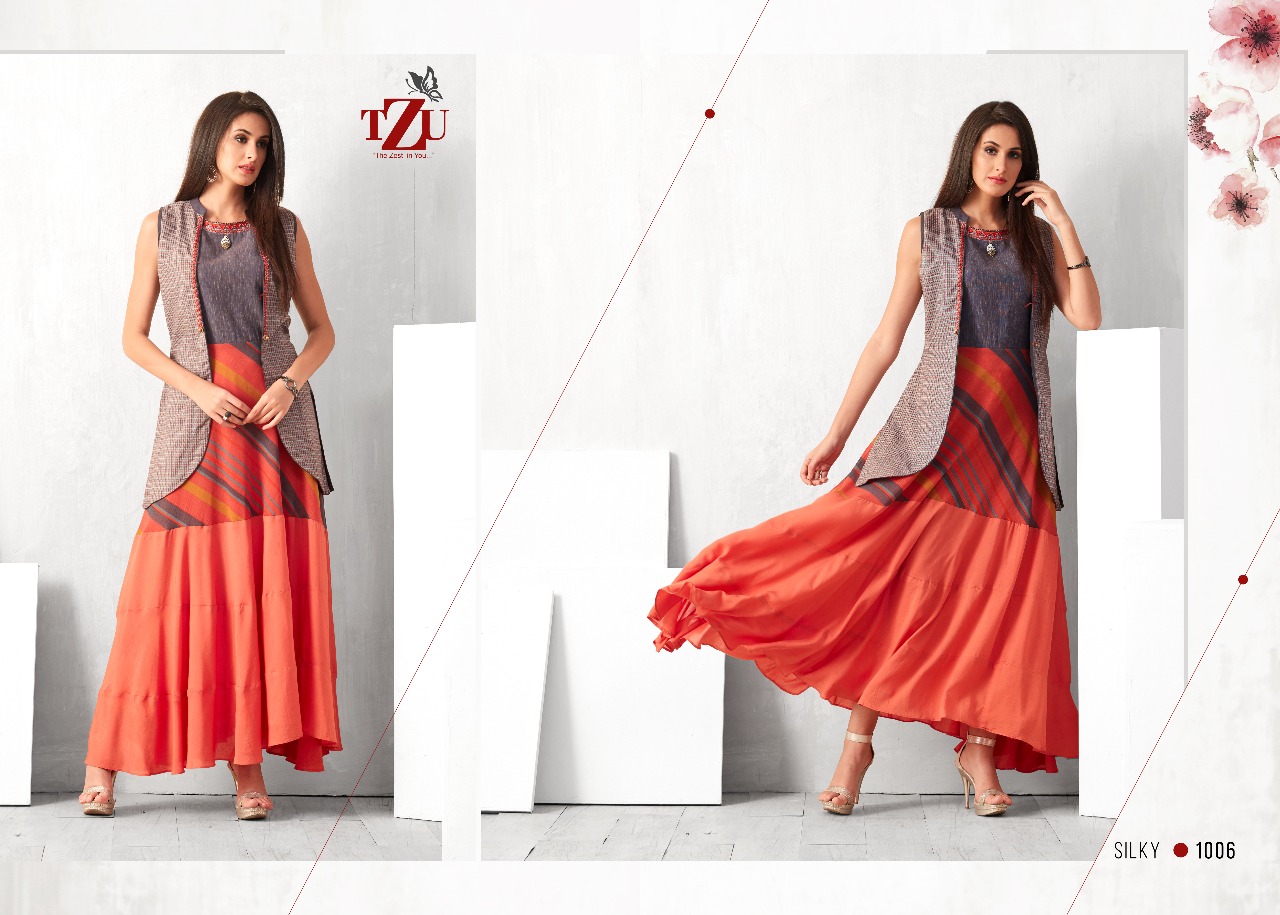 tzu silky attractive look kurti catalog