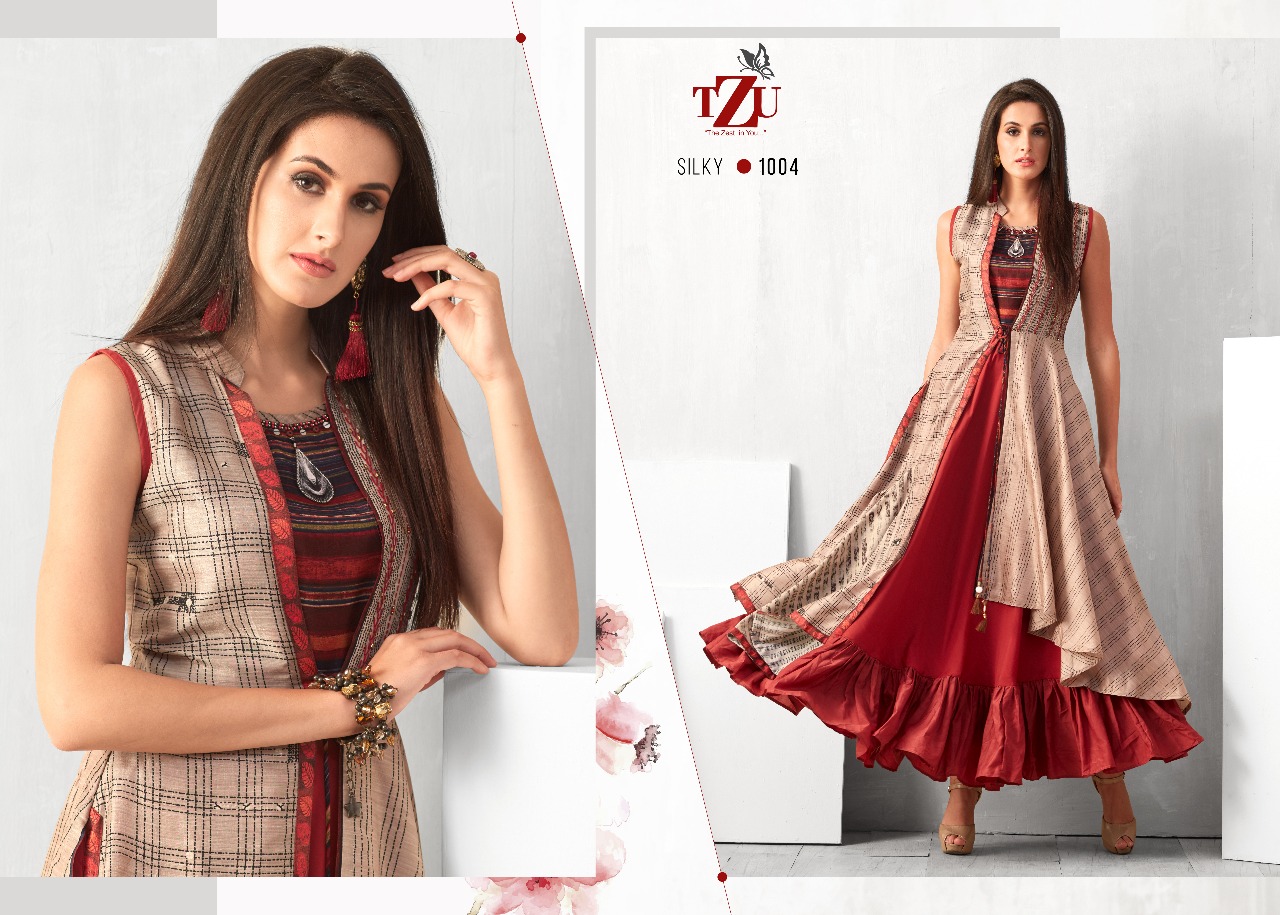 tzu silky attractive look kurti catalog