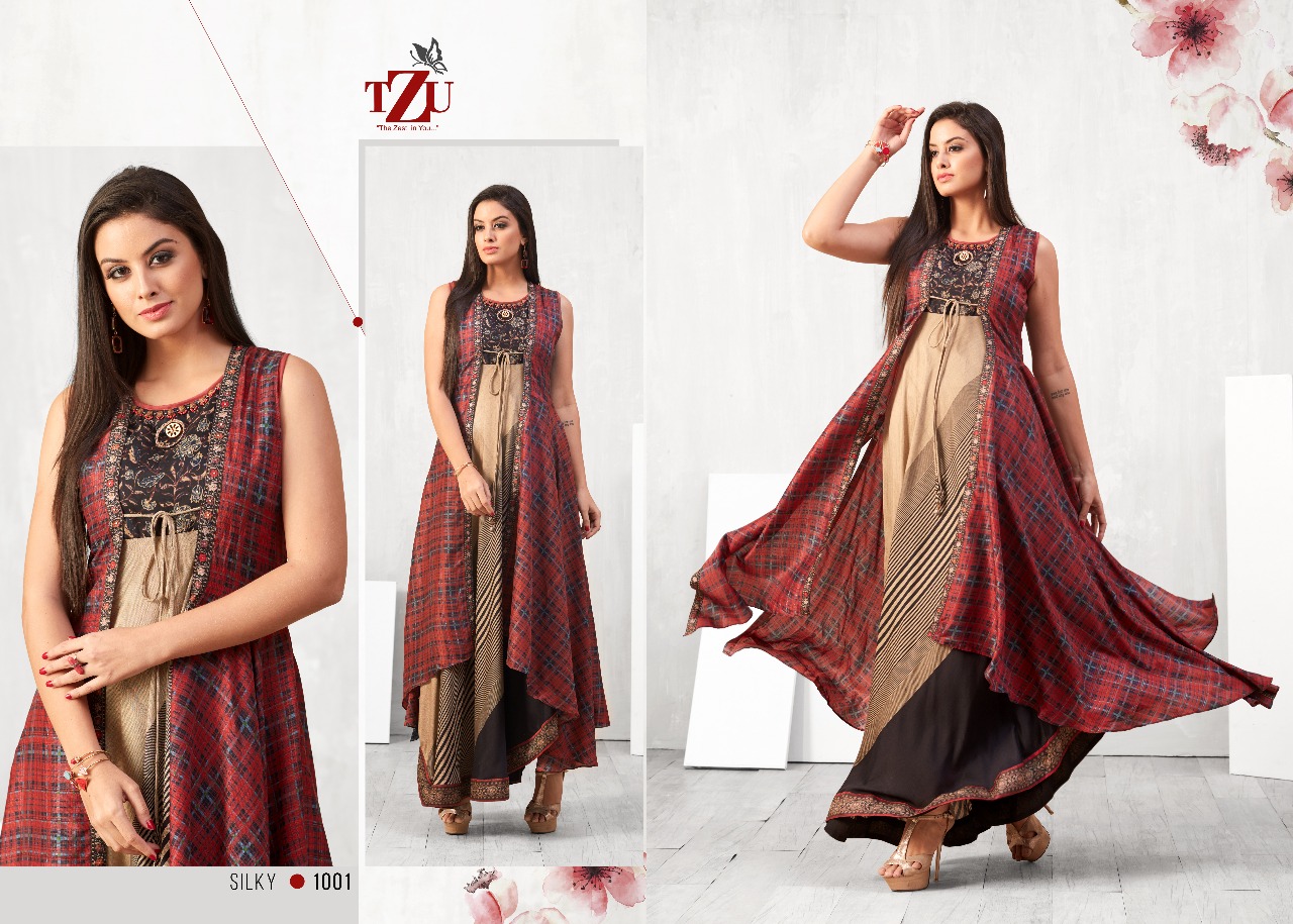 tzu silky attractive look kurti catalog