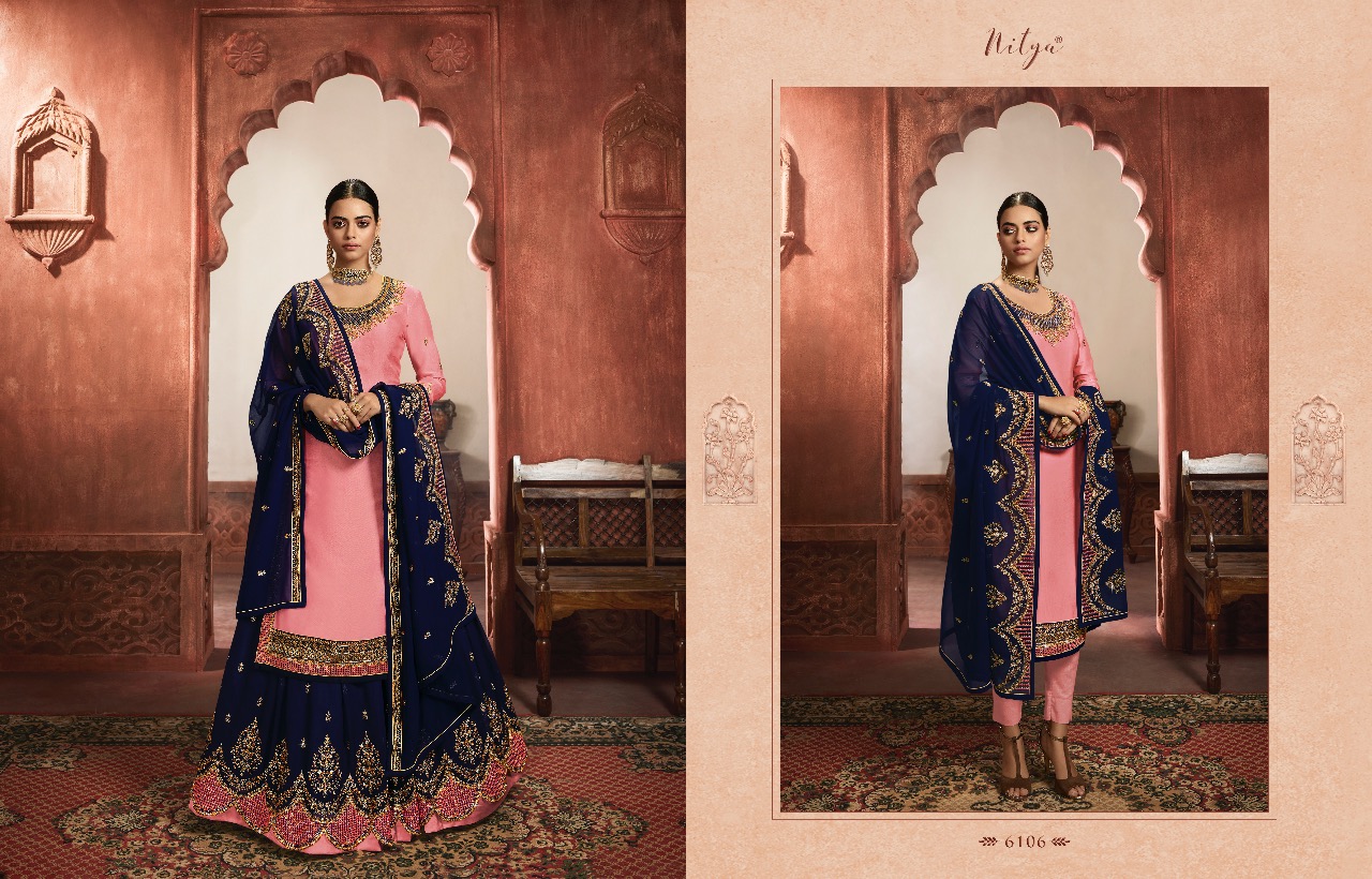 Lt fabrics nitya vol 161 beautiful wedding Wear Designer sharara salwar Kameez Collection