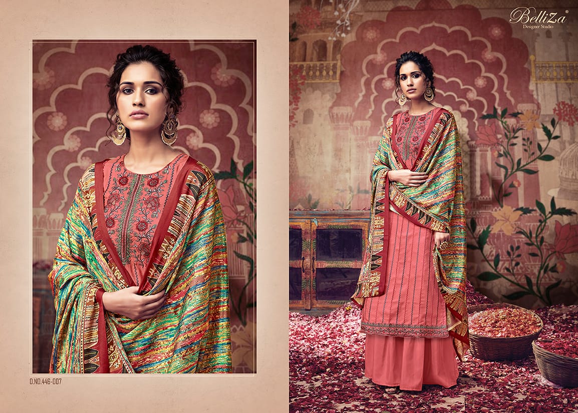 Belliza designer studio maitri tussar silk decent embroidary look salwar suit catalog