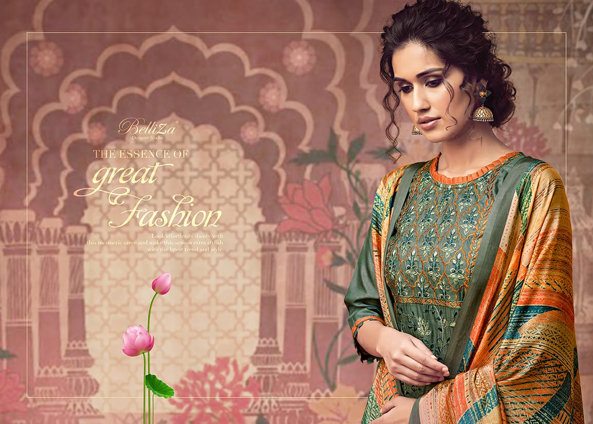 Belliza designer studio maitri tussar silk decent embroidary look salwar suit catalog