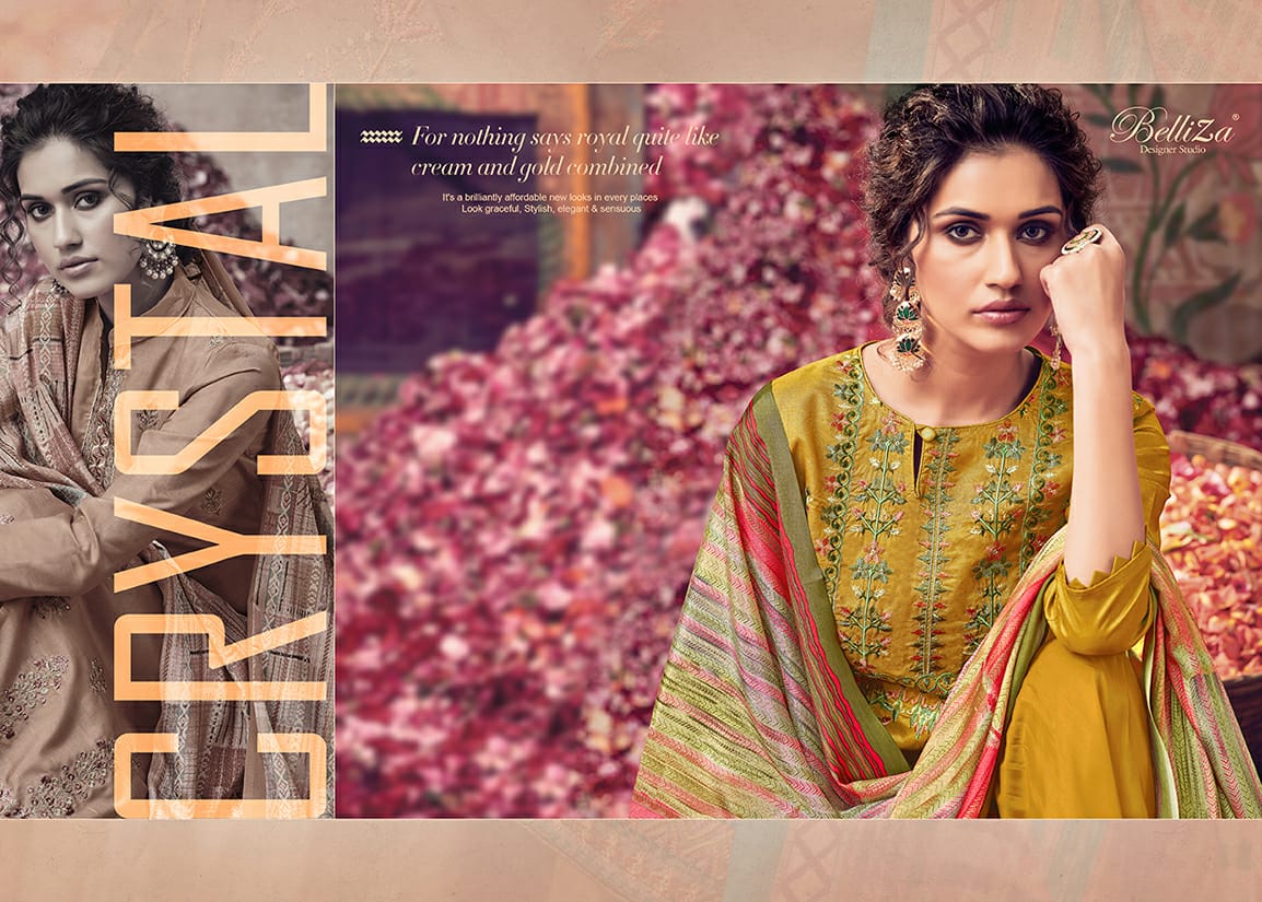 Belliza designer studio maitri tussar silk decent embroidary look salwar suit catalog