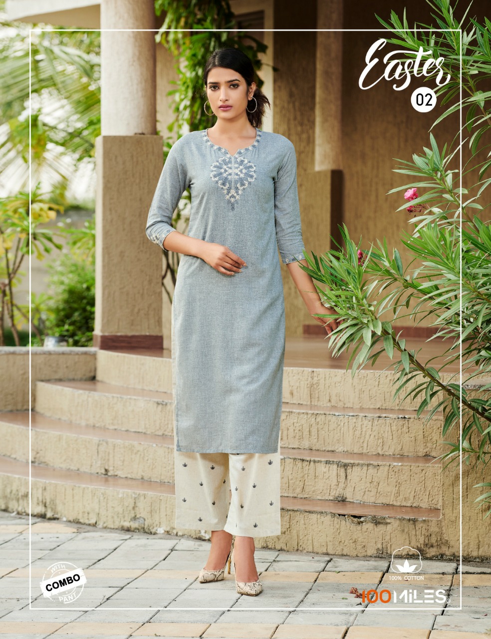 100 miles easter cotton  innovative style kurti with combo pant catalog