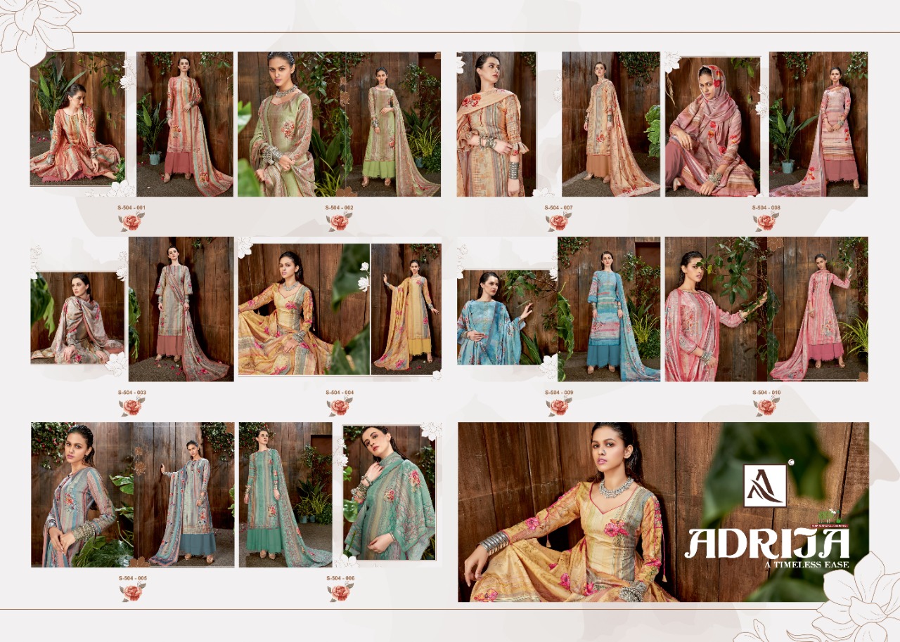 alok suit adrija  pashmina exclusive digital print with work  salwar suit catalog