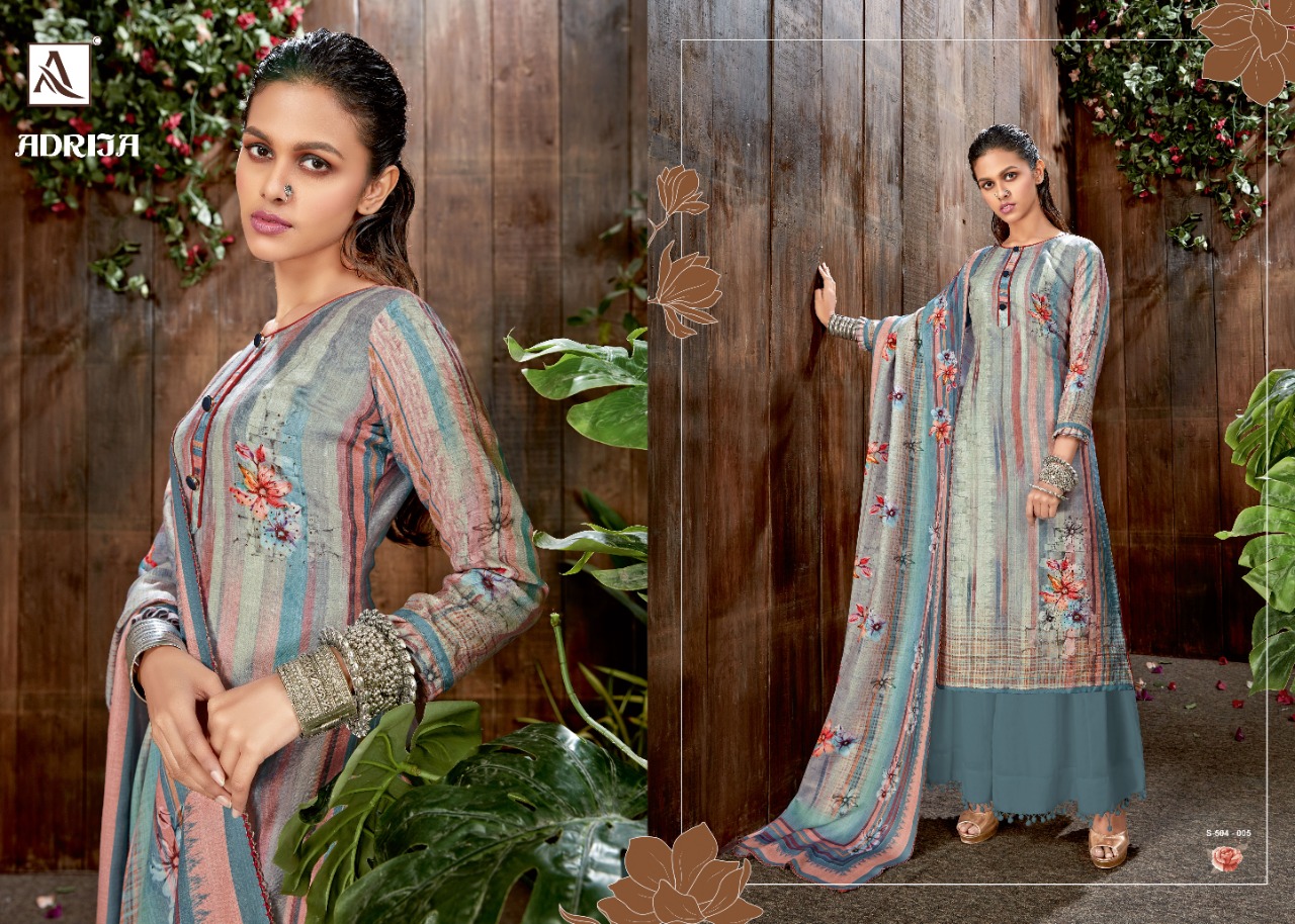 alok suit adrija  pashmina exclusive digital print with work  salwar suit catalog