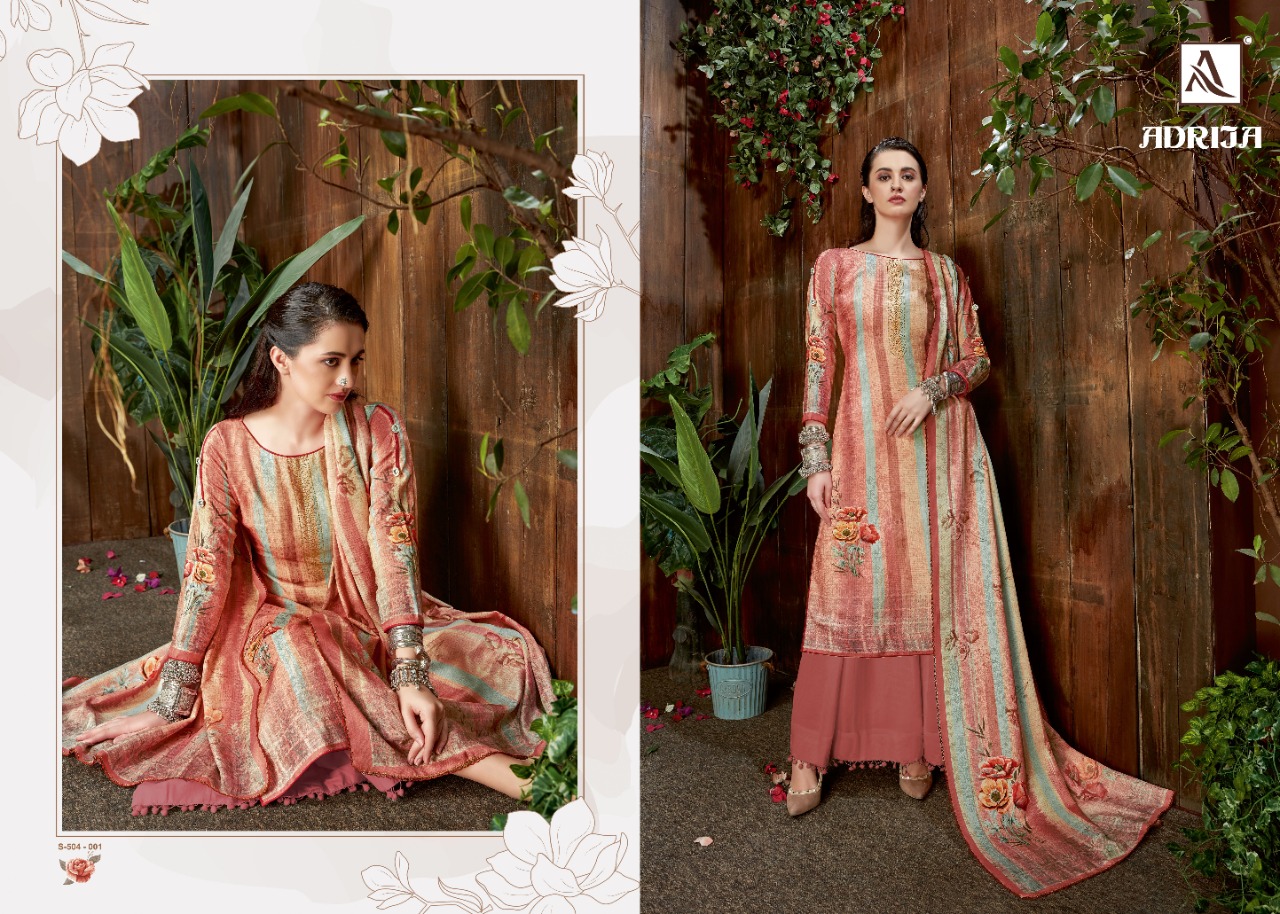 alok suit adrija  pashmina exclusive digital print with work  salwar suit catalog