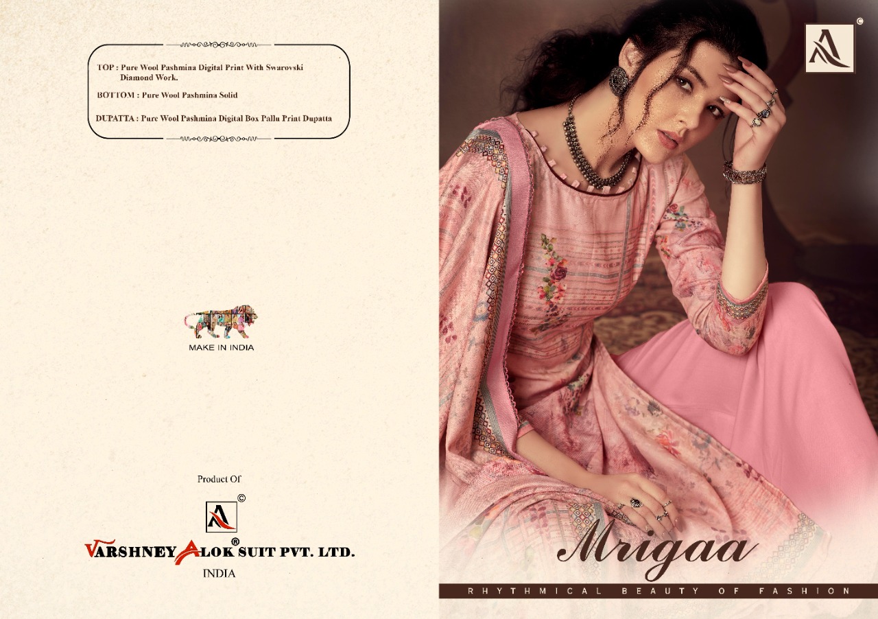 alok suit mrigaa pashmina exclusive print with work salwar suit catalog