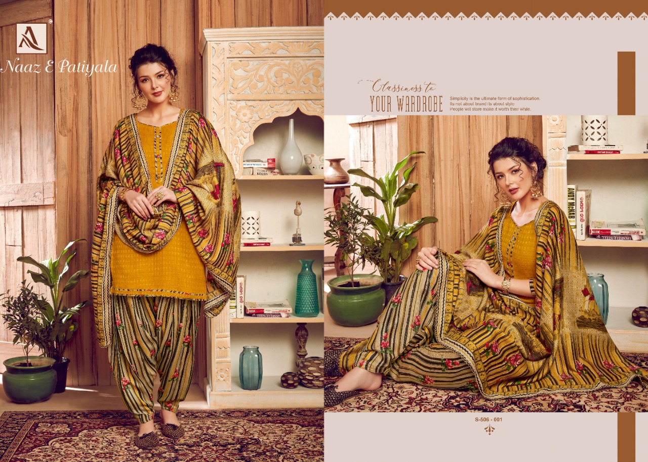 alok suit naaz e patiyala printed  gorgeous look patiyala salwar suit catalog