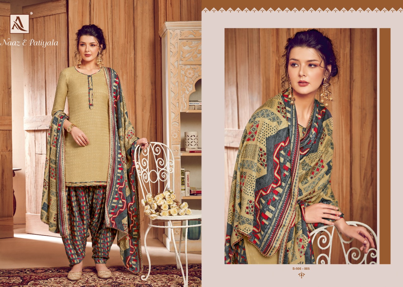 alok suit naaz e patiyala printed  gorgeous look patiyala salwar suit catalog