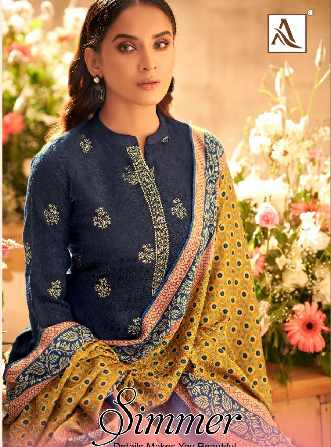 alok suit simmer pashmina  exclusive print salwar suit catalog