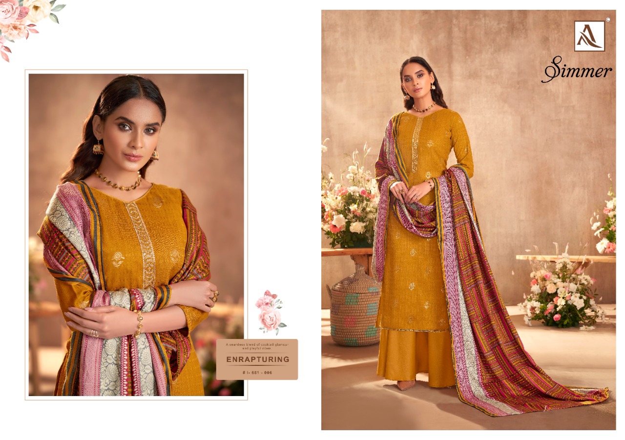 alok suit simmer pashmina  exclusive print salwar suit catalog