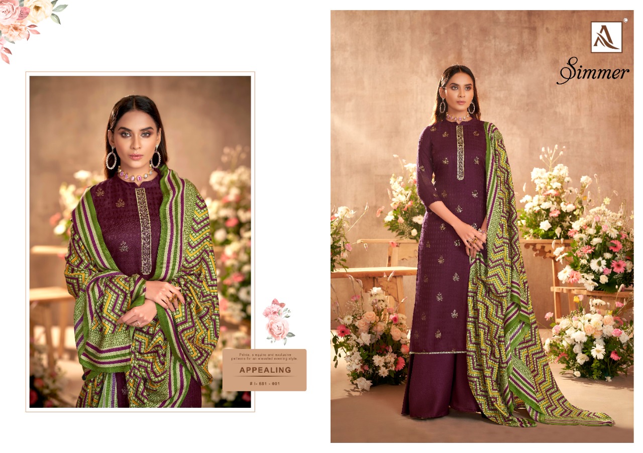 alok suit simmer pashmina  exclusive print salwar suit catalog