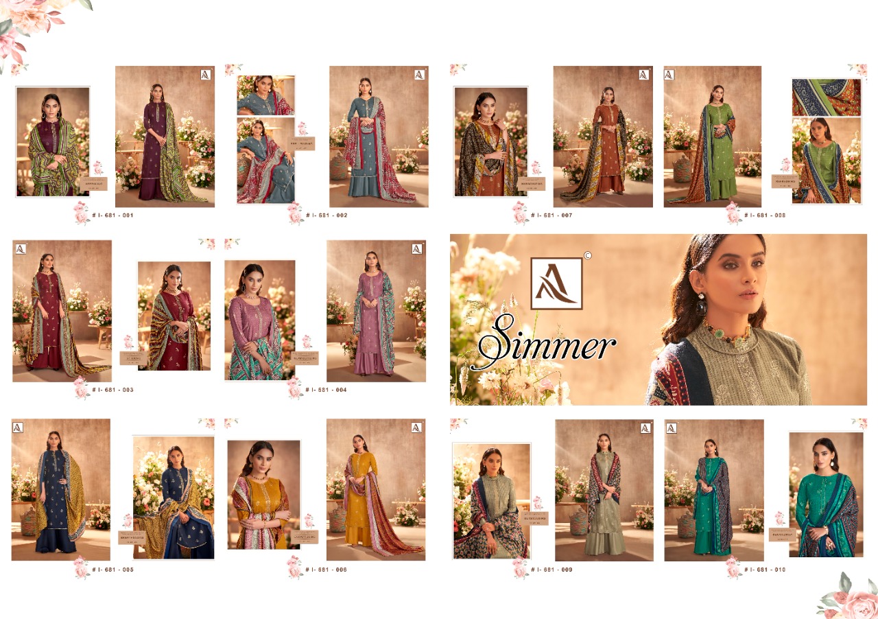 alok suit simmer pashmina  exclusive print salwar suit catalog