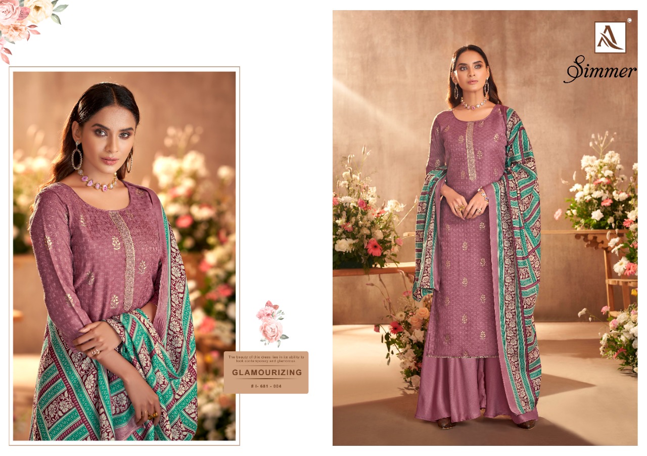 alok suit simmer pashmina  exclusive print salwar suit catalog