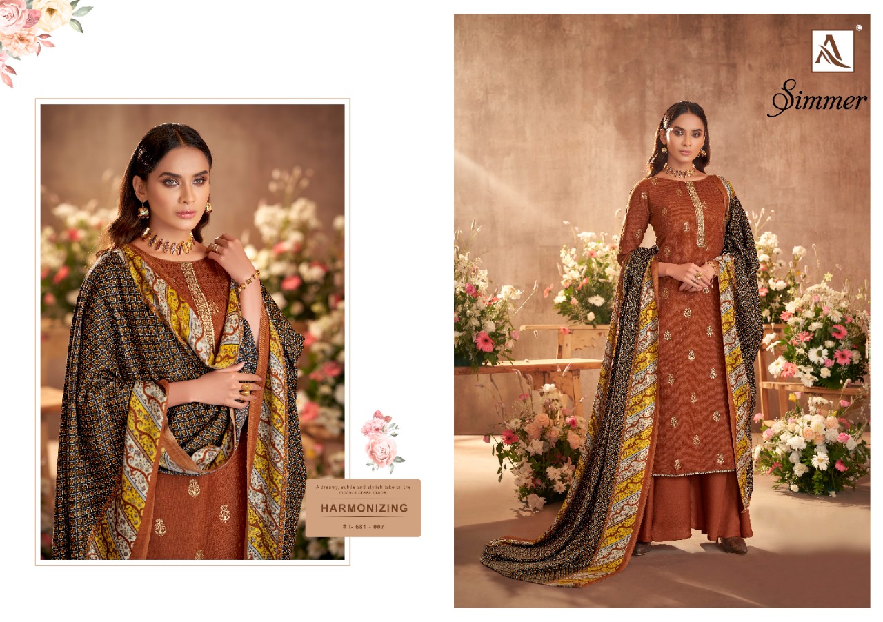 alok suit simmer pashmina  exclusive print salwar suit catalog