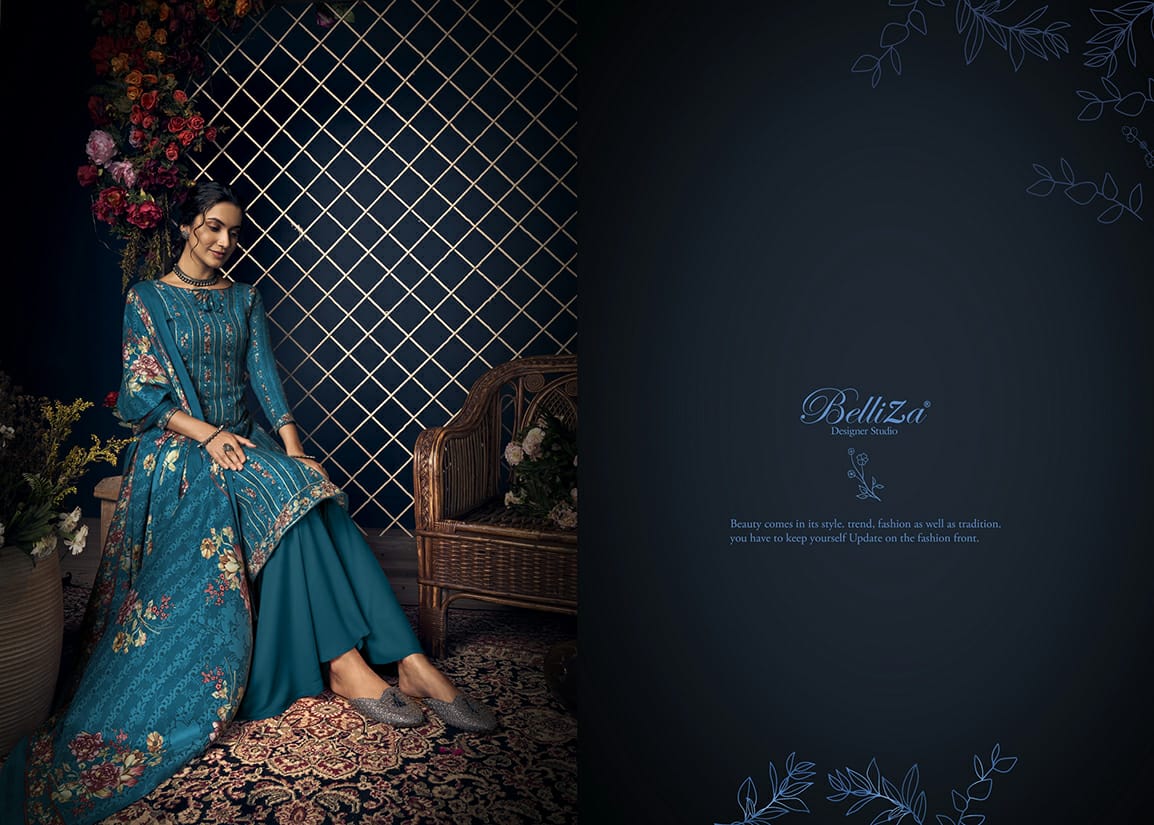 belliza designer studio kashmiriyat pashmina print with decent gota work salwar suit catalog