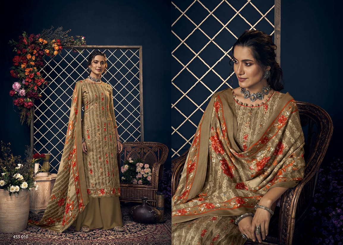 belliza designer studio kashmiriyat pashmina print with decent gota work salwar suit catalog