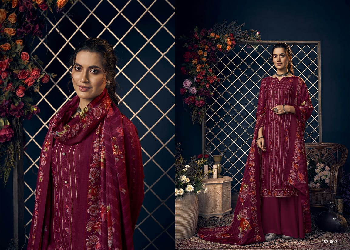 belliza designer studio kashmiriyat pashmina print with decent gota work salwar suit catalog