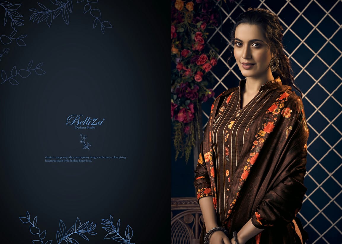 belliza designer studio kashmiriyat pashmina print with decent gota work salwar suit catalog