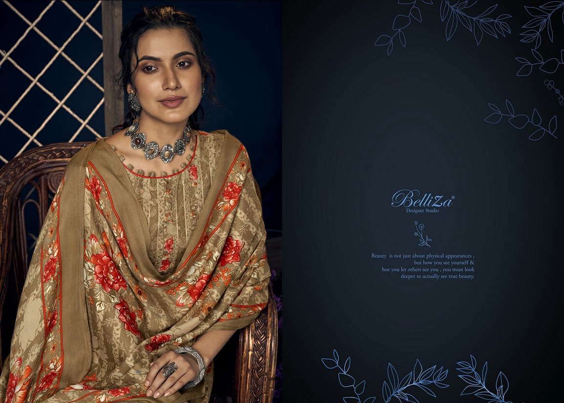 belliza designer studio kashmiriyat pashmina print with decent gota work salwar suit catalog