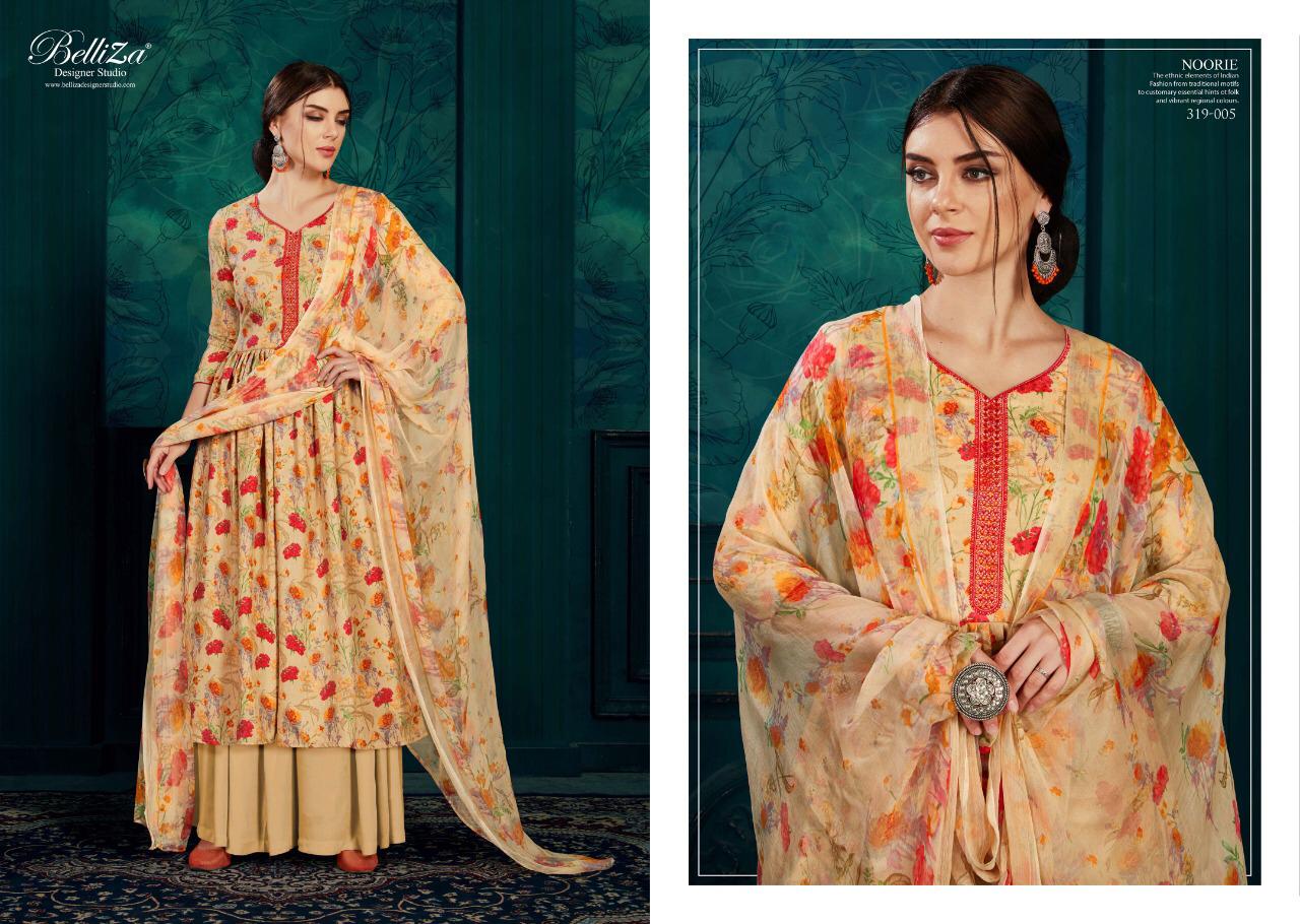 Belliza designer studio noorie pashmina exclusive print salwar suit catalog