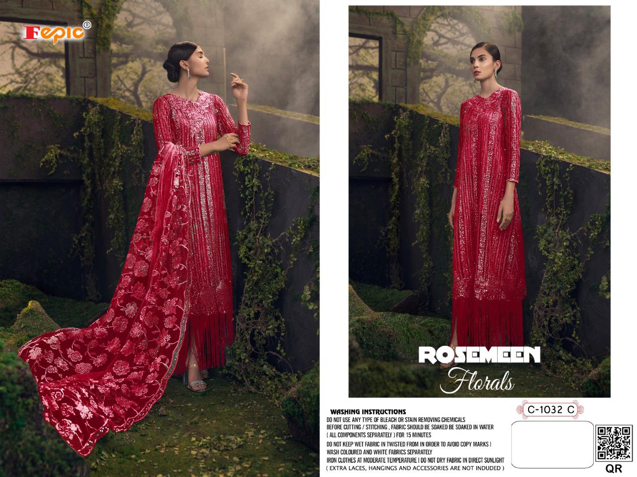 fepic rosemeen florals net elegant salwar suit catalog