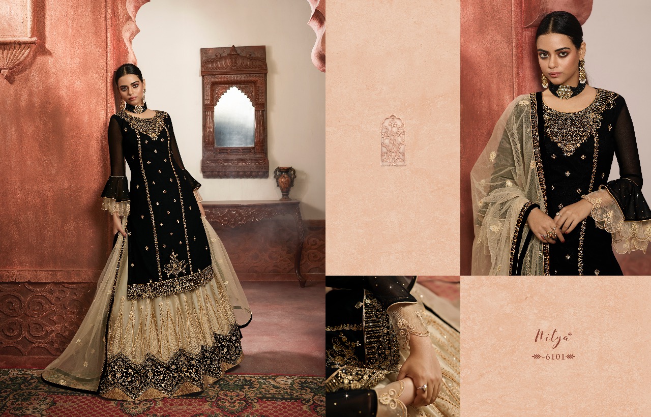 Lt fabrics nitya vol 161 beautiful wedding Wear Designer sharara salwar Kameez Collection